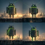 **<https://s.mj.run/rWcFtaYzAZ8> The Android Robot made of mobile phones is collapsing, crowd of people looking up at it, green malware bugs trying to get inside it, green lasers trying to pull robot down, cityscape, photorealistic, magic hour, dramatic lighting** - Variations (Strong) by <@1048326817838280714> (fast, stealth)
-# Create, explore, and organize on [midjourney.com](<https://midjourney.com/imagine?from_discord=1>)