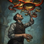 **a man catching coins in a numismatic madness --sref <https://s.mj.run/kKRWWBM5fkc> --v 7.0 --raw** - Image #3 <@1071135204846096475>