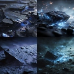 **Close-up of a fractured monochronolith embedded with shifting temporal circuits, pulsating with eerie blue light, surface etched with alien chronoglyphs, bathed in shadows and static energy, surrounded by drifting nanodust and broken data shards, dark sci-fi aesthetic, ultra-realistic texture, cinematic detail, gritty atmosphere --ar 2:3 --v 7.0** - <@1052958752749387917> (relaxed)