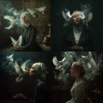 **melancholia, divination of white doves in smoke** - <@986414431263162398> (fast)