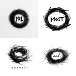 **create a logo for a company called modunest. a nest replaces the u in the word mark, this is a rough sketch black line on a white background** - <@999895176619237436> (fast)