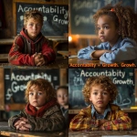 **A thoughtful middle school student sits at a classroom desk reflecting after a talk with a teacher. The atmosphere is calm, not punitive sunlight through the window, a chalkboard behind them with the words "Accountability = Growth." Spelled exactly like this once. The teacher’s expression is kind but firm, conveying guidance and understanding. The overall tone is warm, educational, and realistic, symbolizing consequence as a path to learning rather than punishment. --v 6.0 --s 750** - <@1090630909448949831> (fast)
-# Create, explore, and organize on [midjourney.com](<https://midjourney.com/imagine?from_discord=1>)