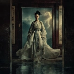 **Dramatic I Ching Tarot illustration inspired by Hexagram 54, Thunder over Lake (Guimei). Ancient China setting, symbolic and poetic atmosphere. A very young bride in traditional Chinese clothing stands boldly at the entrance of a noble household, her posture confident yet slightly reckless. Her expression shows innocence mixed with impulsiveness, suggesting an unbalanced, unconventional marriage. A powerful contrast between thunder in the sky and a calm lake below, symbolizing sudden action and unstable harmony. Cinematic lighting, flowing fabrics, dynamic composition, emotional tension, mythological tarot style, painterly details, no text, no modern elements.** - Image #3 <@1116227797552214016>