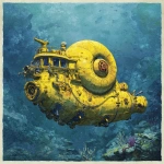 **a yellow navy ammonite amanita submarine down the sea --v 7.0 --raw** - Image #3 <@1071135204846096475>