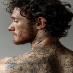 **a man's hairy back with voynich manuscript tattoos cause the boy itch --ar 3:4 --s 250 --v 7.0** - Image #2 <@974789918188535848>