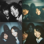 **This is a realistic, yet blurry, out-of-focus, grainy color photograph. It was taken in a classroom (likely a Japanese junior high school) and shows two female students. The girl on the right has wavy, shoulder-length black hair and a broad smile. The girl on the left is only partially visible, her black hair short, and only part of her face is visible within the frame. A blurred figure is faintly visible in the background, behind and between the girls. This figure's face is largely blurred and indistinct, and her expression is dark and shadowed, making it difficult to discern. This suggests a sinister or ghostly presence. The background is somewhat dark and out of focus, suggesting a dimly lit classroom. Light comes from the front, clearly illuminating the smiling cheeks. While the overall atmosphere in the foreground remains casual and friendly, a dark-faced figure, faintly visible in the background, subtly exudes an air of unease and mystery. This is a realistic color photograph that is also blurry, out of focus, and highly grainy. --v 7.0** - <@1036285603907633172> (relaxed)