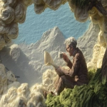 **"Good""Morning" Sticky-note SuperImposition Cotton Clouds Paint a Scene of an Old Man Relaxing in the Forest Drinking some Tea, Looking over a book containing Fluvioglacial-Outwash-Plaines Craft-World Hyper-RealityMash --ar 3:2 --v 7.0** - Upscaled by <@426654487248109579> (fast)