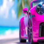 **Barbie and Ken netsuke cruising around in Barbie's pink Porsche 911 Convertible with Barbie driving, exaggerated forced perspective --ar 295:166 --style raw --s 250 --iw 2.5 --c 25 --q 2 --p x1ml6ks 7t7o6mb** - Image #2 <@1059634795207991457>