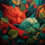 **Kawai sleeping and wake cats a red and green leafs painting about nature, sleeping anime kawai cats and mixed more colourful abstract more street art mesh red cat more present** - Image #1 <@1103302811522977882>