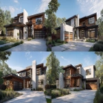 **front driveway view of minimal modern house --ar 16:9 --v 7.0** - Variations (Strong) by <@409035117881982988> (fast)