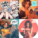 **a zoomer is texting on their phone. superimposed on the photo is an iphone-style speech bubble saying "chillin @ coral reef rn. y?" --niji 6 --p 3w8nu5g --s 51** - <@926596241574461530> (fast)