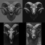 **Greyscale, hyper realism, gothic horror inspired, ram head --v 7.0** - <@1116424656908464158> (fast)