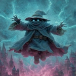 **Oneiroscape Orko from Masters of the Universe, a small mystical sorcerer with a flowing robe, pointy hat, and glowing eyes, hovers in front of Castle Grayskull. Magical energy swirls around his hands, casting luminous runes into the air. Dark fantasy atmosphere, cinematic lighting, epic composition, detailed textures, and highly detailed, hyper-realistic fantasy art --ar 3:4 --s 250 --v 7.0** - Image #4 <@419578677106311168>
