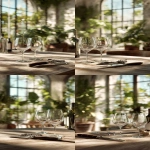 **A close-up shot of the empty wine glasses and a wine bottle opener on a wooden dinning table, in front of wine cellars and plants. The focus is on the wone glasses, set against soft natural light creating gentle shadows. A blurred background reveals an open space filled with greenery and sunlight streaming through large windows. Ultra realistic product photo. --ar 9:16 --v 7.0** - Variations (Strong) by <@1218331998956027987> (fast)