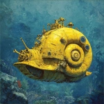 **a yellow navy ammonite amanita submarine down the sea --v 7.0 --raw** - Image #2 <@1071135204846096475>