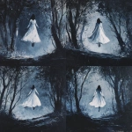 **phantom woman with a white vaporous dress floating between the trees melancolic, scary, gouache painting --v 7.0** - Variations (Strong) by <@1282363709964025901> (fast)