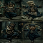 **Dwarf dancing ; in the style of cinematic style photography, photorealistic images, ray tracing, subsurface-scattering, realistic lighting, live action 3D rendering --fast --v 7.0 --sref 89616974 --sv 4 --ar 3:5 --exp 50 --p 7u4x1qi** - <@1018138887199129620> (turbo)