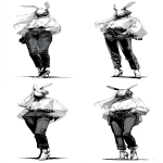 **A full-body black-and-white illustration in a vintage anime style. The person has long hair flowing down their back and is wearing an oversized shirt. Underneath, they are wearing tight dark-colored jeans and high heels. Their head is a rabbit robot. --ar 29:64 --v 7.0** - Variations (Strong) by <@852041915598635039> (fast)
-# Create, explore, and organize on [midjourney.com](<https://midjourney.com/imagine?from_discord=1>)