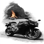 **a speeder motorbike standing on a rocky road, in the background there is a fire with a flame --ar 3:5 --s 750 --sref <https://s.mj.run/PapqrsDryp0>** - Image #2 <@1167122440648937554>