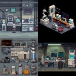 **pixel art spritesheet of high tech lab for a side scrolling game --v 7.0** - <@758874491680981014> (fast)