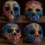 **an elaborate, 2 tone, 3d-printed, dia de los muertos mask** - Variations (Strong) by <@210191592965931008> (fast)