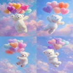 **fluffy white teddy bear flying with pastel heart-shaped balloons, soft fur texture, dreamy sky background, oil painting style, soft brushstrokes, whimsical and cute, pastel colors, highly detailed, fantasy illustration --ar 3:4 --v 7.0** - <@1260560390853754923> (fast)
-# Create, explore, and organize on [midjourney.com](<https://midjourney.com/imagine?from_discord=1>)