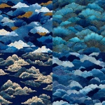**Japanese cloud pattern, blue clouds Japan style art, png pattern** - <@801250103662215209> (fast)