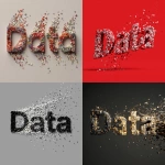 **the word "Data" breaking apart into small pieces** - <@1106338912126902343> (fast)