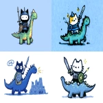 **cute medieval cat rides a diplodocus into battle --ar 3:2 --sref 2854935263 --profile u22owga ne2iv4e** - <@937851746712186921> (relaxed)