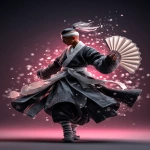 **handsome, young chinese man holding a fan, wearing a black and white soft, flowing Hanfu style robe, in a full body, flying in the air pose --ar 18:25 --p f6gpn1a --v 7.0** - Image #1 <@1064451214823129168>