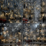 **illustration of parisian buildings with shops and coffee shop on the first floor, beautiful christmas decorations in windows, red car parked at street corner, people walking around, night sky with stars, by tracie grimwood-- chaos 70 --ar 2:3 --v 7.0 --stylize 900 --profile ea1p51r --sref <https://s.mj.run/SX5g2AlIBLk> --raw** - <@1002119060680609803> (fast)