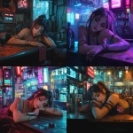 **a girl sleeping at a cyberpunk bar --cref <https://s.mj.run/Q7sNw339fL8> --cw 0 --v 6.1** - <@334398819246538773> (fast)