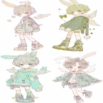**Chibi character, minimal boy character, white background, bunny ears, angel, short brown hair, green clothes, mischievous smile, anime style, 2:1 ratio, clear thick outline, flat style, strong contrast, solid color --profile e6f4qrb --niji 6 --ar 9:16** - <@409716268476923920> (fast)
