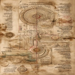 **full page scan of ocult cosmography, intricate details, faded colors, parchemin paper, illustration, intricate writing, decay, Leonardo Davinci style --ar 9:16 --v 7.0** - Upscaled by <@391048027051261958> (relaxed)