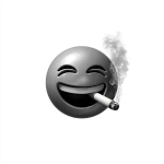 **A realistic laughing crying emoji, smoking a cigarette, the image should be in black and white** - Image #4 <@925555162267922472>