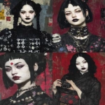 **eerie painting with a color scheme of monochromatic black and white with a pop of Color. The painting uses cross-hatching and palette knife techniques, inspired by analog horror, grunge Polaroids, ukiyo-e and retro Japanese horror. The mood is mysterious and unsettling --exp 50 --stylize 1000 --p djcuvnt --ar 4:5 --v 7.0** - <@948741381743083580> (relaxed)