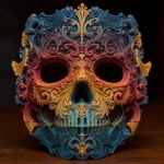 **an elaborate, 2 tone, 3d-printed, dia de los muertos mask** - Image #3 <@210191592965931008>