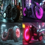 **a 4k rendering of high tech cyberpunk motorcycle with a lunar snake theme. hyabusa akira anime in real life photograph hdr --ar 16:9 --profile cj2z19k --v 6.1** - <@268531636767948802> (fast)