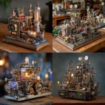 **a complicated, intricate, highly detailed desktop steampunk machine, made from different metals, gears, cogs, lights, steam whistles, pipes, sitting on a work bench** - <@1367203363514486854> (fast)
-# Create, explore, and organize on [midjourney.com](<https://midjourney.com/imagine?from_discord=1>)