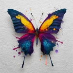 **non-realistic illustration of a dark watercolor butterfly , white background , abstract and dark color , lot of splash of color --s 250** - Image #3 <@1087918721076564069>