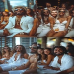 **photograph of a group of friends sitting in a trendy mahnattan rooftop lounge at night. There are 4 friends dressed in trendy white linen evening attire and are dancing in their seats, having fun. fashion, armani; gucci, hilton hotels, deejay, music --v 6.1 --stylize 1000 --ar 9:16** - <@1061750239708577893> (fast)
-# Create, explore, and organize on [midjourney.com](<https://midjourney.com/imagine?from_discord=1>)