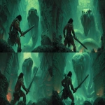 **conan the barbarian in an attack pose holding a greatsword ready to strike a massive evil snake with huge fangs in an ancient temple. Scener is dark and grim with eerie green lighting. Frank Frazetta style. --ar 16:9 --v 7.0** - Variations (Strong) by <@185556629561933824> (fast)
-# Create, explore, and organize on [midjourney.com](<https://midjourney.com/imagine?from_discord=1>)