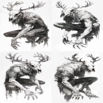 **<https://s.mj.run/kxf21pNeQlw> wendigo crouching , pencil drawing --ar 1:2 --s 250 --niji 6** - Variations (Strong) by <@348876985117704206> (fast)