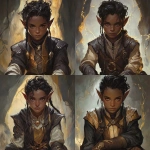 **a brown skinned elf warlock boy with black hair** - Variations (Strong) by <@784252075265490974> (fast)