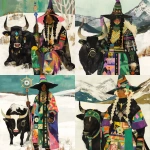 **Warrior witch thundersnowpunk with long braids and stylized warrior witch’s hat and bull companion in the snow --sref 1999999999 1999999991 416557976 2252558232 698008135 1078492728 2187294478 217414415 416417418 7337 80085 696969 47 73 97 100 --sv 4 --niji 6 --p grjlt42 --raw** - <@948741381743083580> (relaxed)