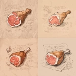 **<https://s.mj.run/K0pMg81UMtY> meat drawing on old paper, like a illust style, background hand written research data report, ink pen only --s 250** - <@1177552419559850006> (fast)