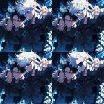 **Still shot from anime of Satoru Gojo, add Gojo’s black glasses --niji 6** - Variations (Region) by <@774763495555072010> (fast)