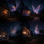 **POV facing at the front yard of a home in the pitch black night, large colorful sparkly butterfly is spiraling upward in flight on the right of the viewpoint --no lights --no fence** - Remix (Strong) by <@617438927111979019> (fast)
-# Create, explore, and organize on [midjourney.com](<https://midjourney.com/imagine?from_discord=1>)