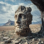 **<https://s.mj.run/l3N7LAIWuQc> the ruins of a Carolingian kings head in a landscape --v 7.0 --raw** - Image #1 <@1071135204846096475>