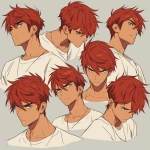 **original anime character, hand-drawn portrait style, thick bold outlines, clean cel-shading, visible sketch lines, crosshatching on fabric folds and underlying anatomy, ultra-detailed line art with zero clutter, sharp and defined facial features, full-color rendering, high visual clarity of face and body, character-centered composition include multiple perspective variants: frontal heroic close-up (face and torso squared), three-quarter angle showing jawline and stance depth, low-angle upward shot for size and presence, high-angle downward for clothing detail, side profile close-up with flowing fabric and sharp expression uncluttered background, zero special effects, only character and clothing, emphasis on silhouette, expression, pose, and detailed costume, anime character design with clear visual logic --niji 6 --raw** - Image #2 <@266429059049848832>